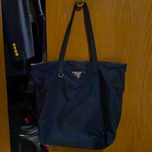 Prada vinyl and leather shoulder bag